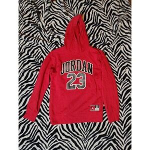 Vintage Y2k Nike Air Jordan Hoodie Youth L 12-13 Red Logo 23 Sweatshirt Athletic